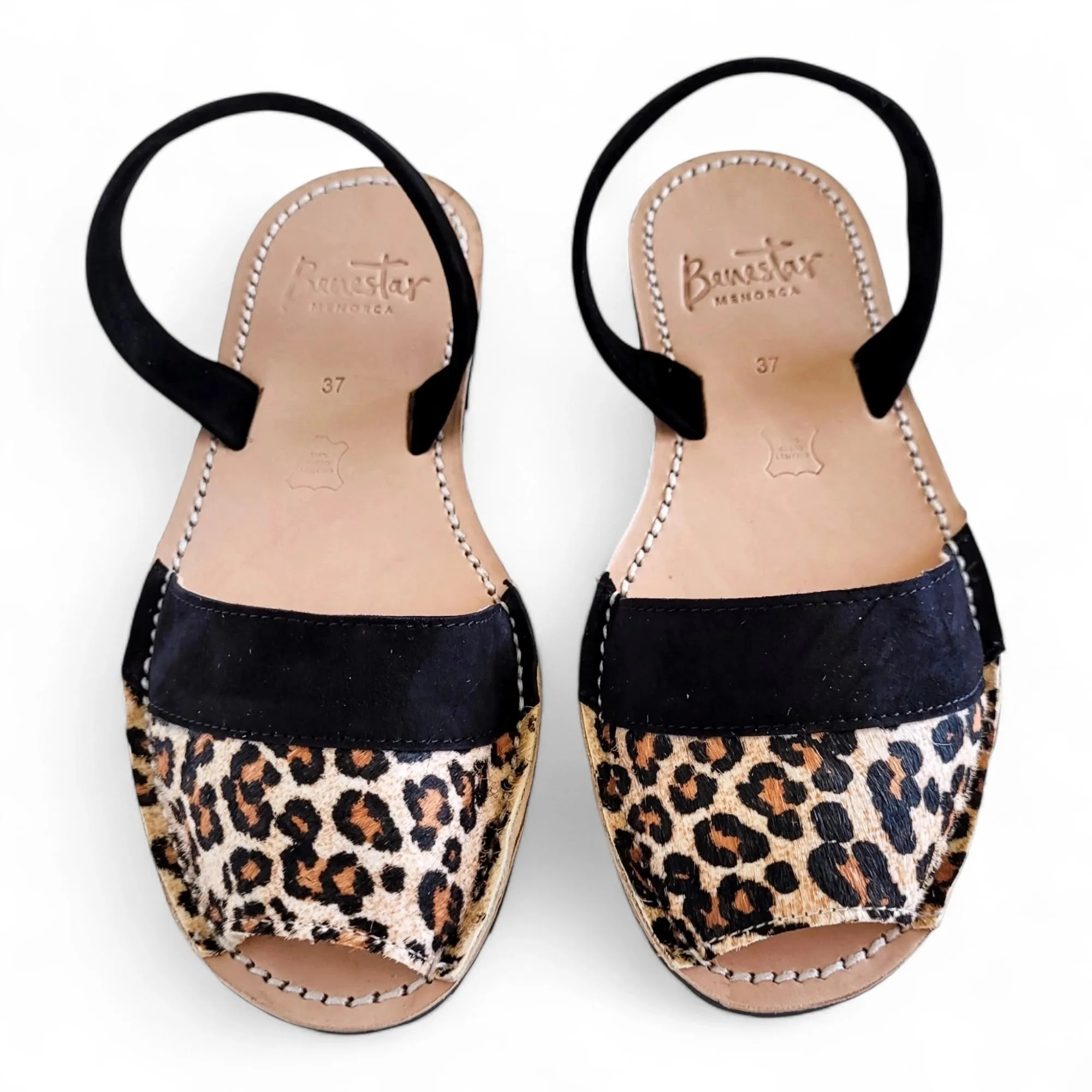 Duo Black & Leopard Avarca Sandals
