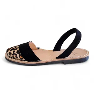 Duo Black & Leopard Avarca Sandals