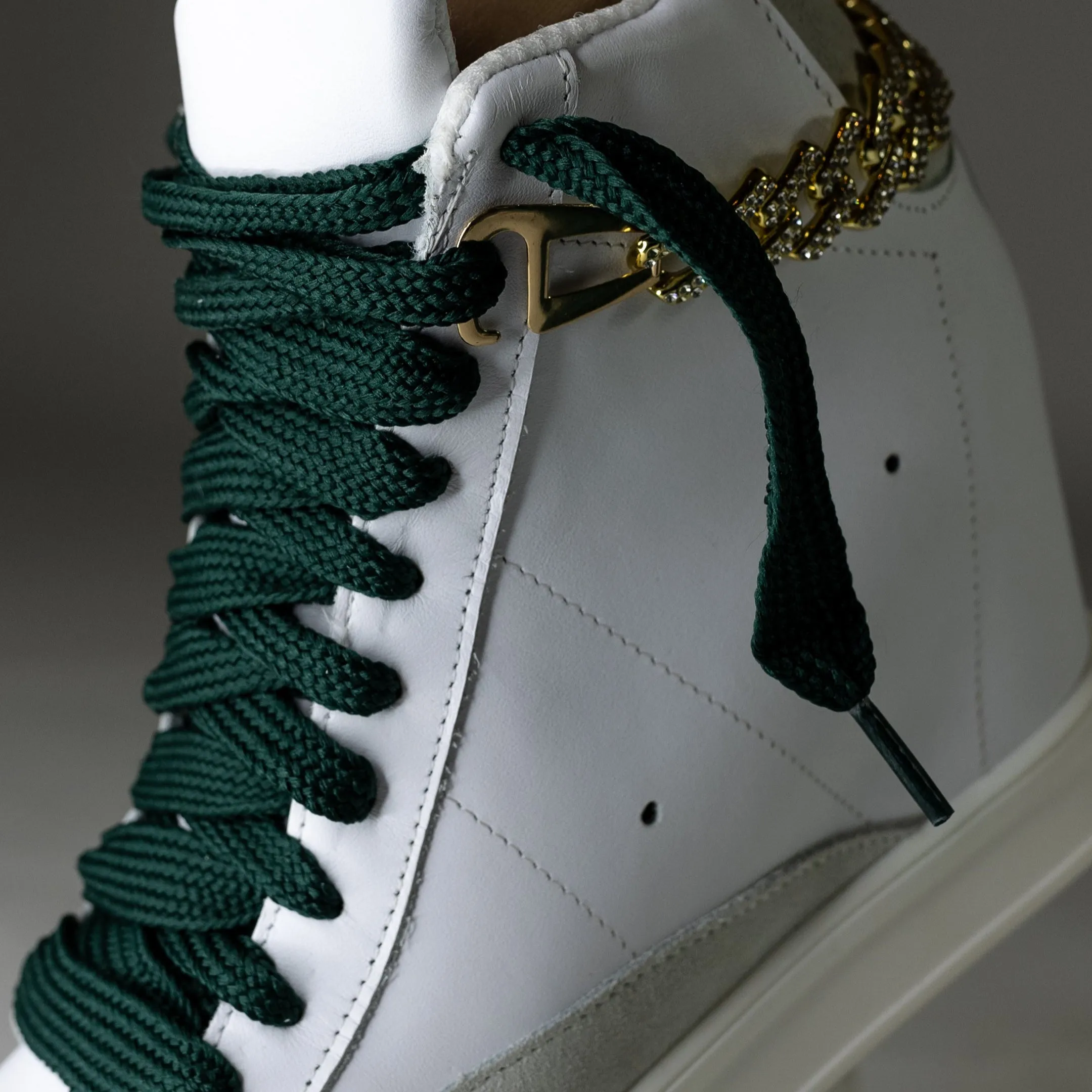 Fearless White With Hunter Green Laces Wedge Sneaker