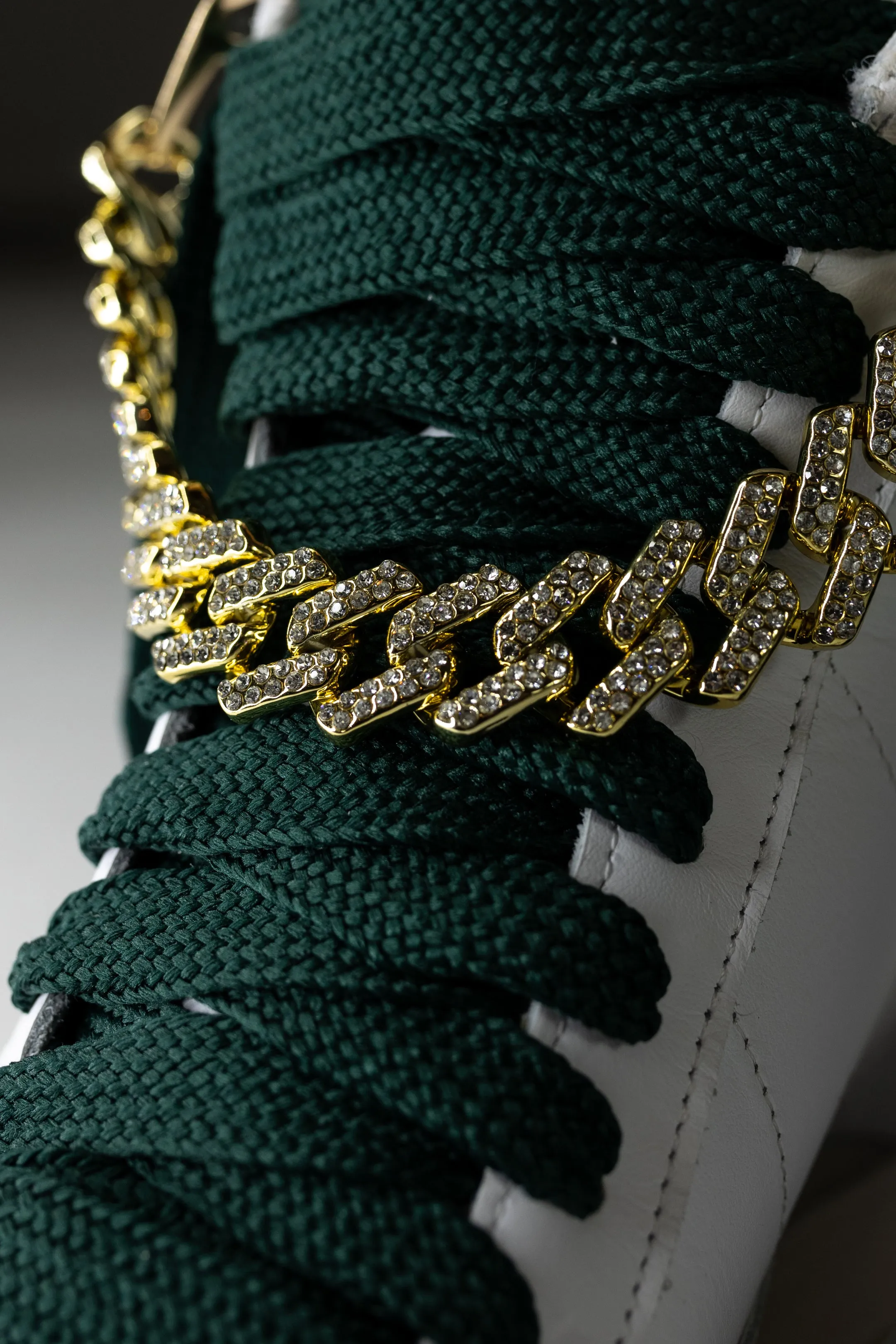 Fearless White With Hunter Green Laces Wedge Sneaker