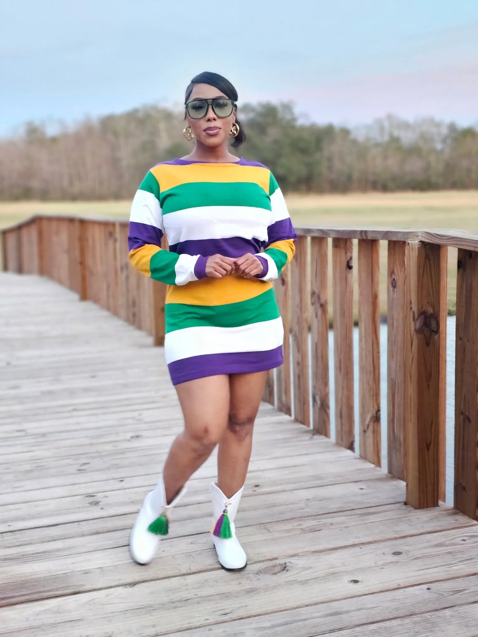 Glam Mardi Gras Stripe Dress