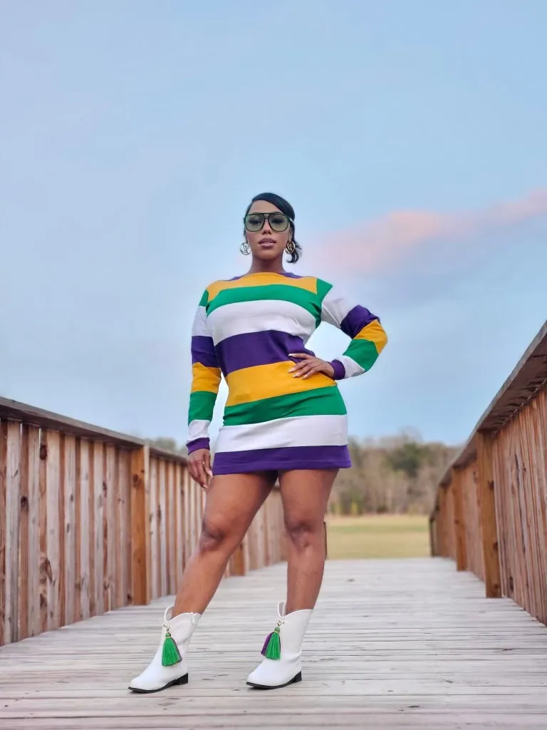 Glam Mardi Gras Stripe Dress