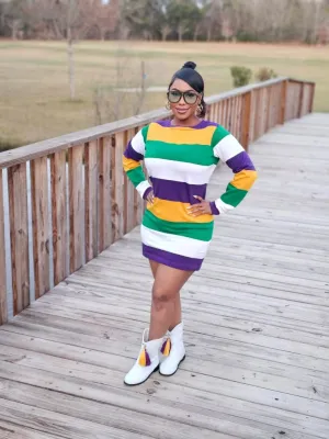 Glam Mardi Gras Stripe Dress