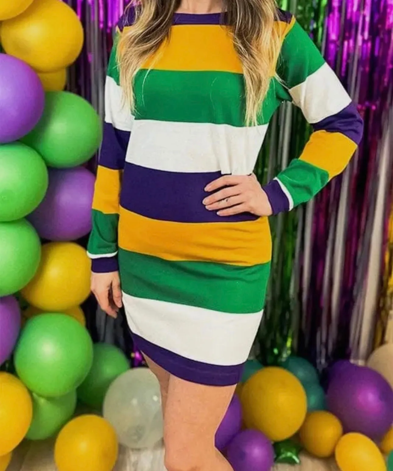 Glam Mardi Gras Stripe Dress