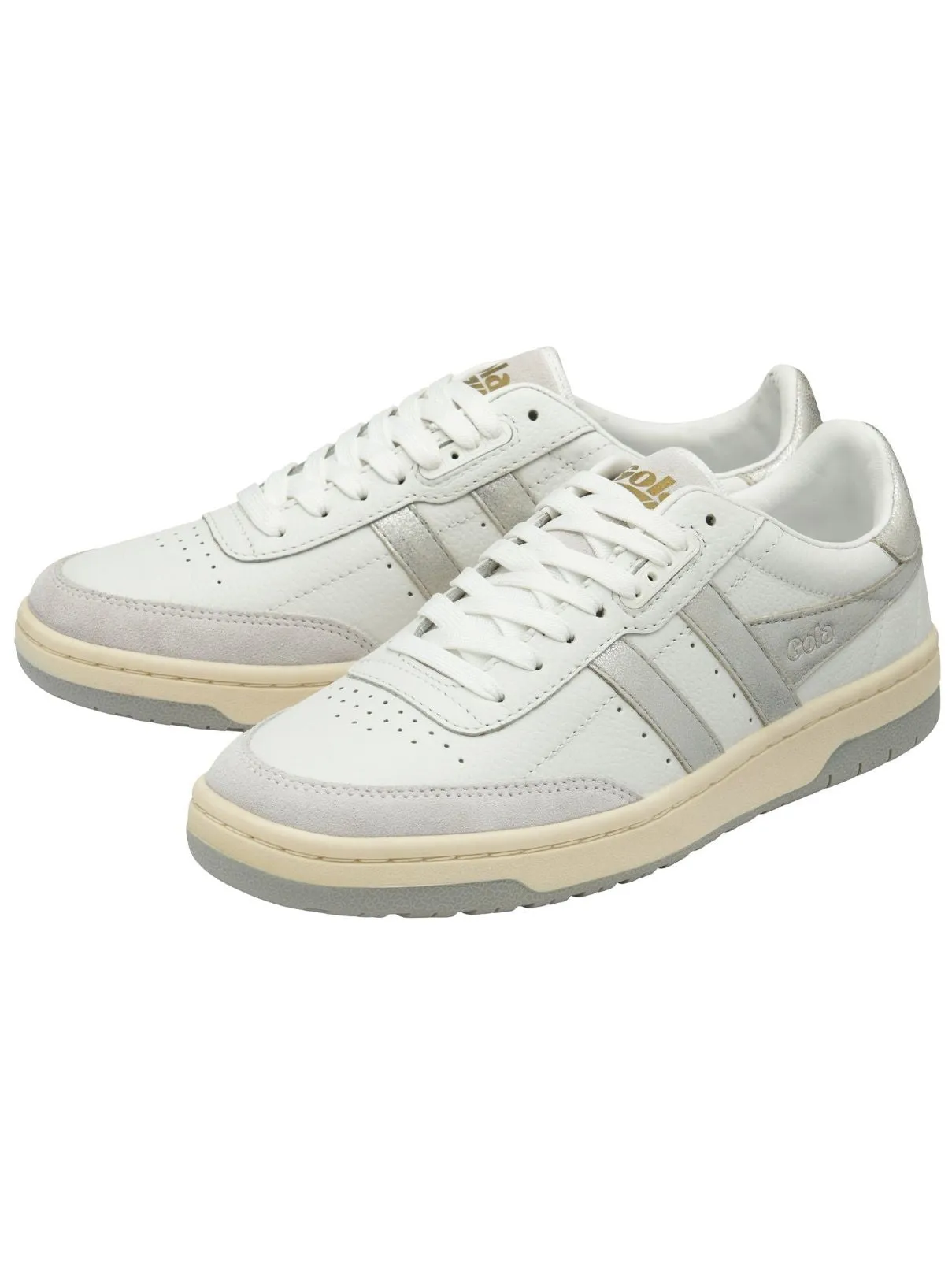 Gola Falcon Mirror Sneaker in White/Silver