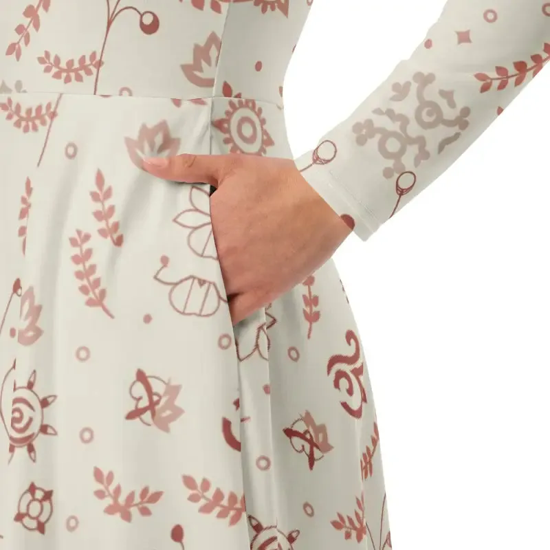 Gorgeous Midi Dress with Delicate Nature Pattern
