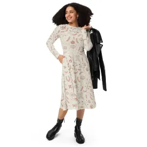 Gorgeous Midi Dress with Delicate Nature Pattern