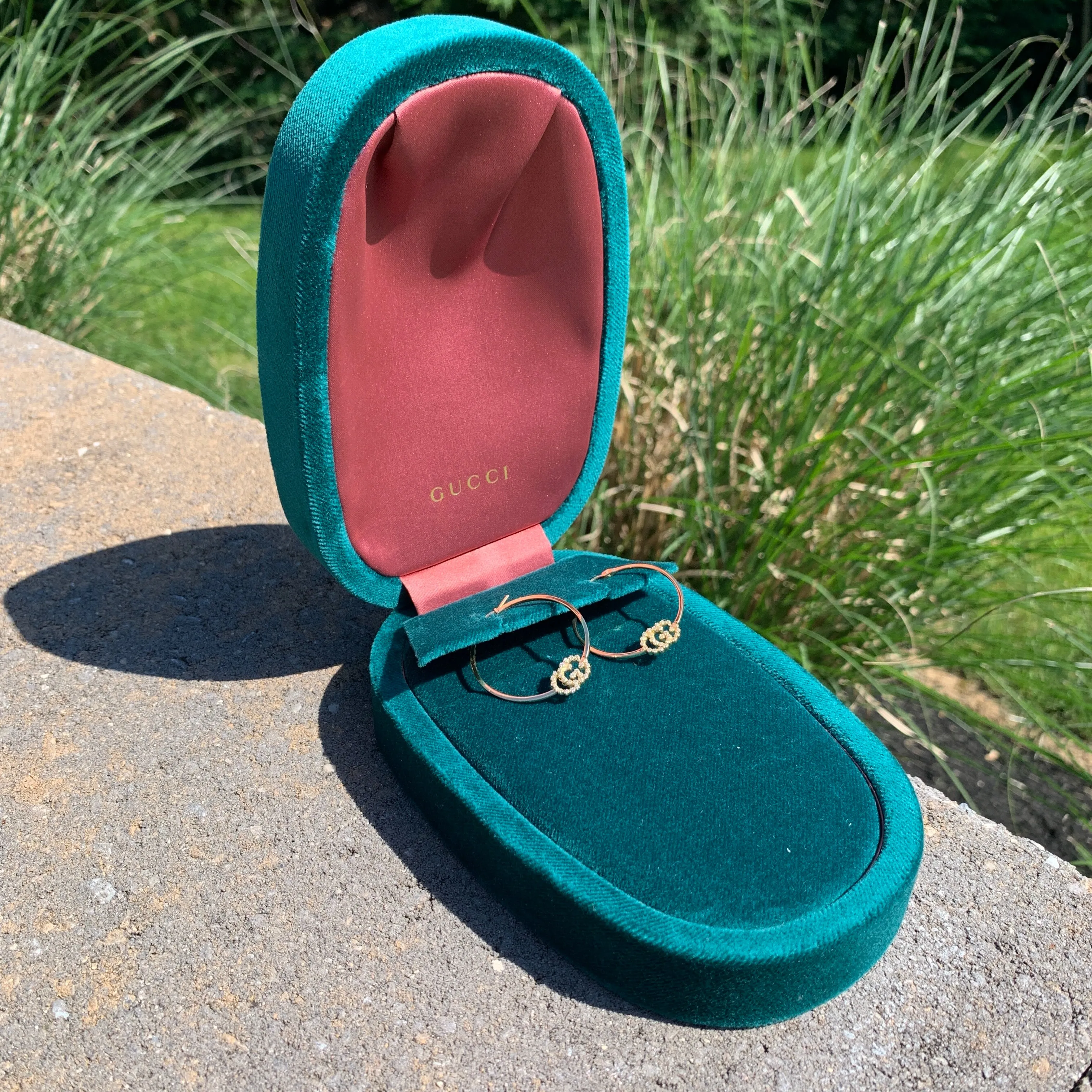 Gucci GG Running Hoop Earrings with Diamonds in Gold
