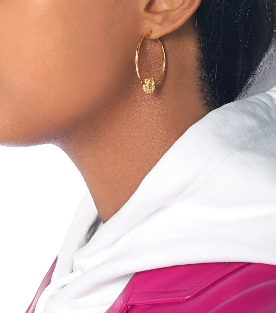 Gucci GG Running Hoop Earrings with Diamonds in Gold
