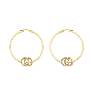 Gucci GG Running Hoop Earrings with Diamonds in Gold