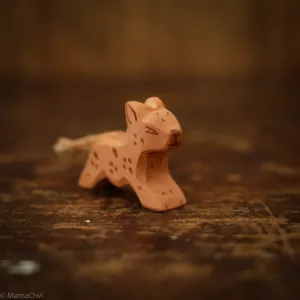 Handcrafted Wooden Small Running Leopard