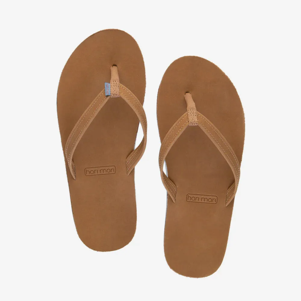 Hari Mari Fields Flip Flops in Tan | Dusty Blue