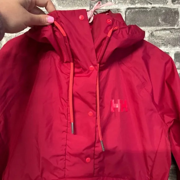 Helly Hansen Loke Packable Anorak jacket pullover snap buttons pocket pink