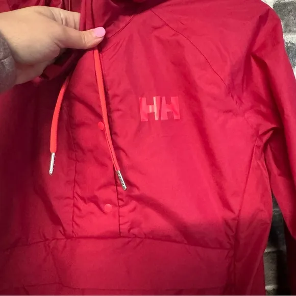 Helly Hansen Loke Packable Anorak jacket pullover snap buttons pocket pink