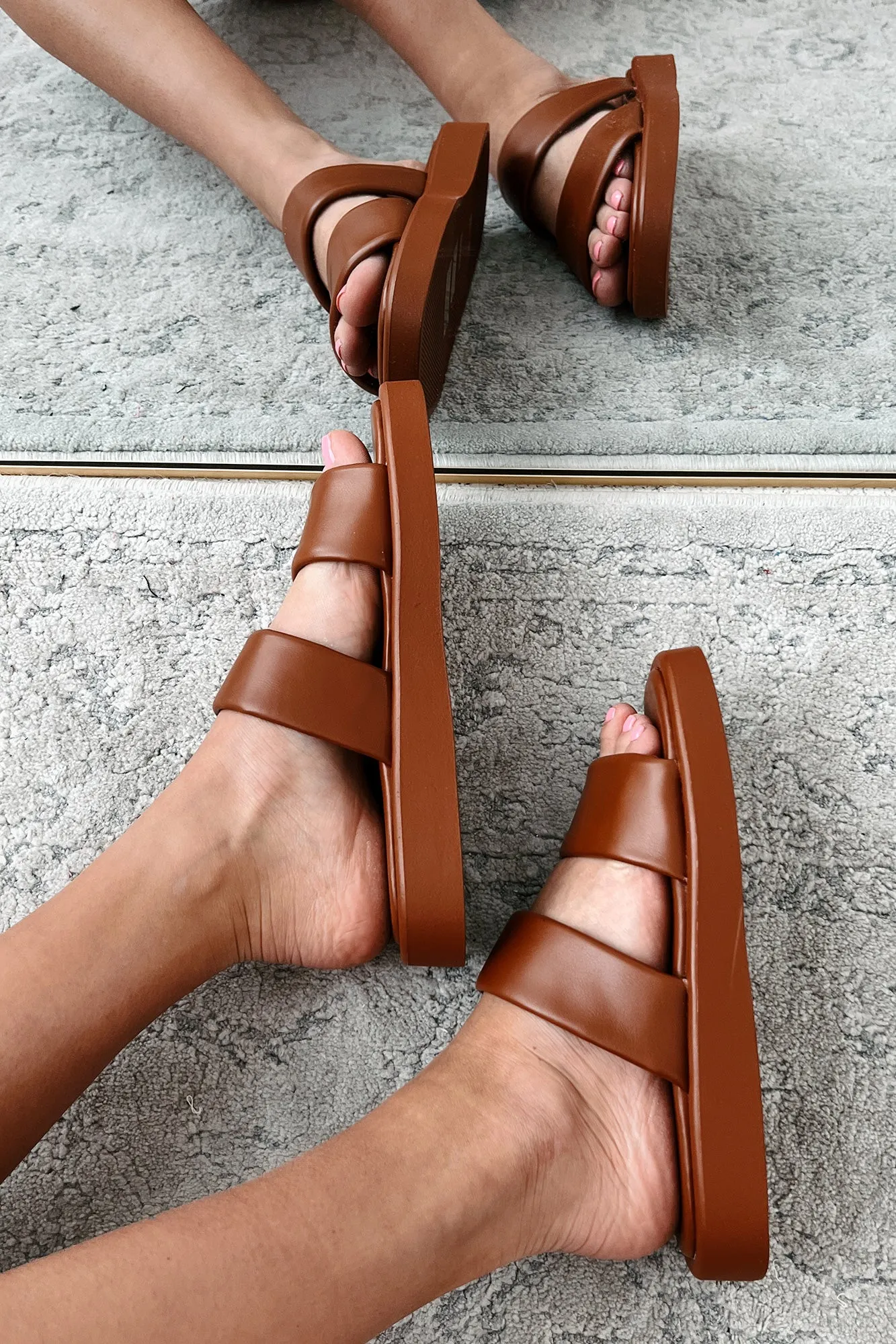 Hey Amigo Double Strap Platform Sandals (Chestnut)
