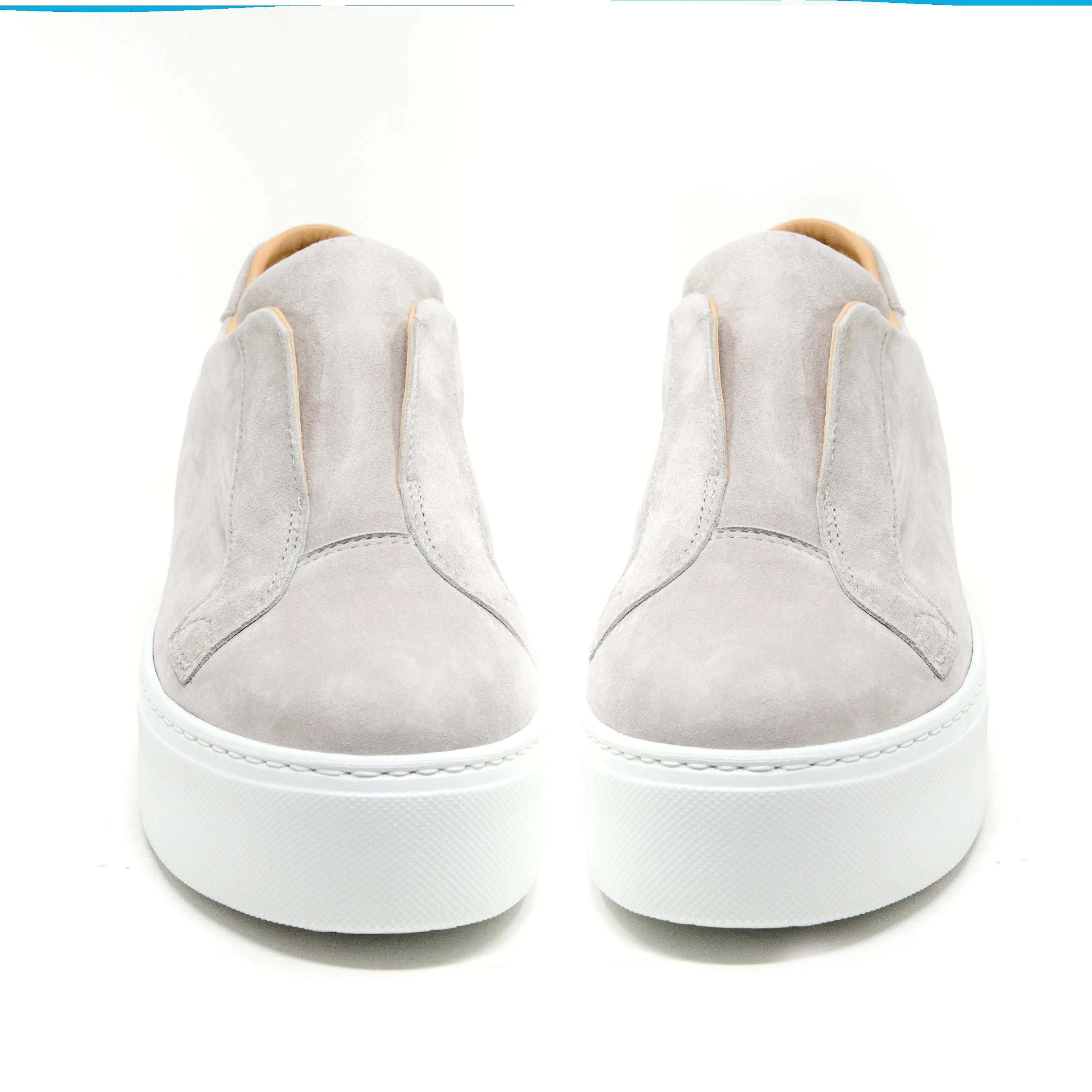 Jane Galland Trainers Marie Light Grey Suede Flatform Laceless