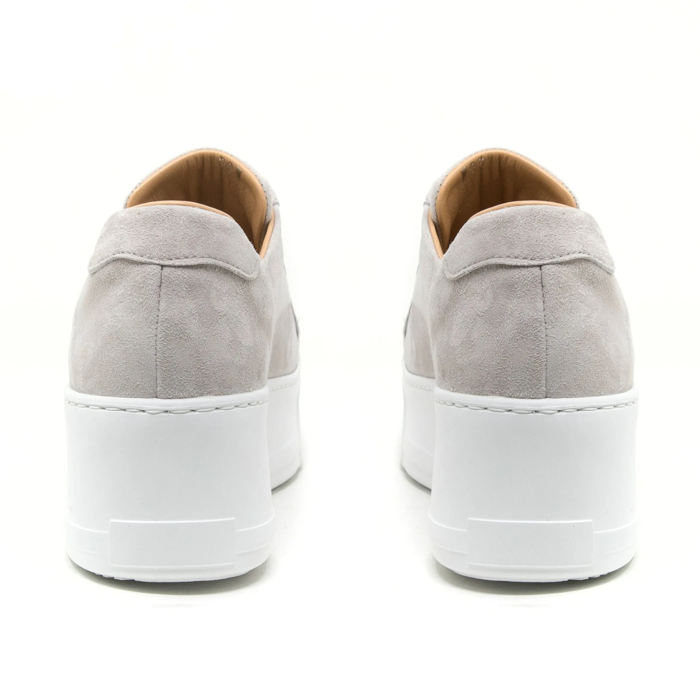Jane Galland Trainers Marie Light Grey Suede Flatform Laceless