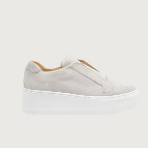 Jane Galland Trainers Marie Light Grey Suede Flatform Laceless