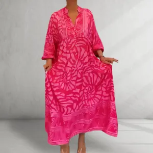 Kaftan Dress – Bold Print – Loose Boho Fit