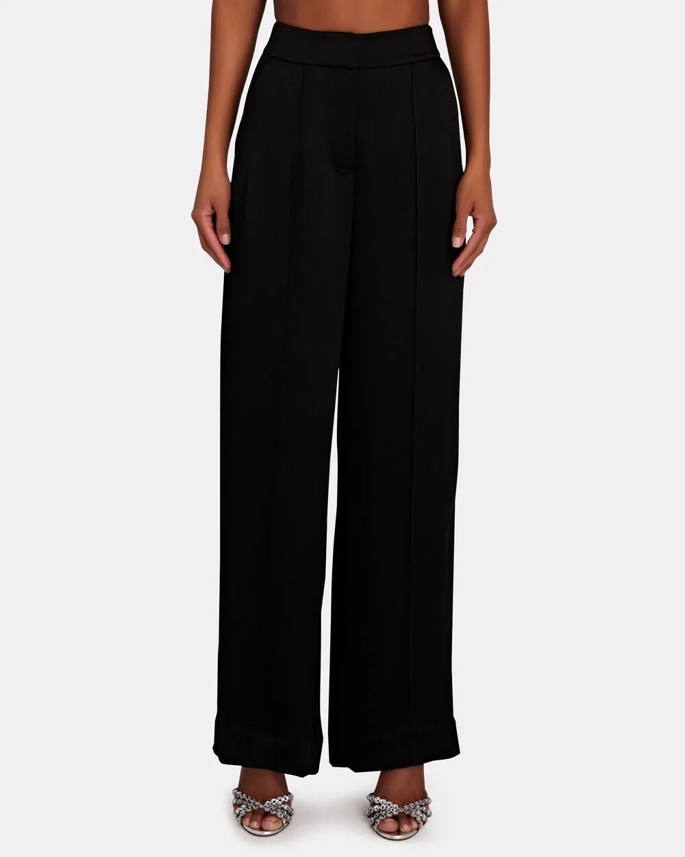 Kyra Satin-Crepe Wide-Leg Pants