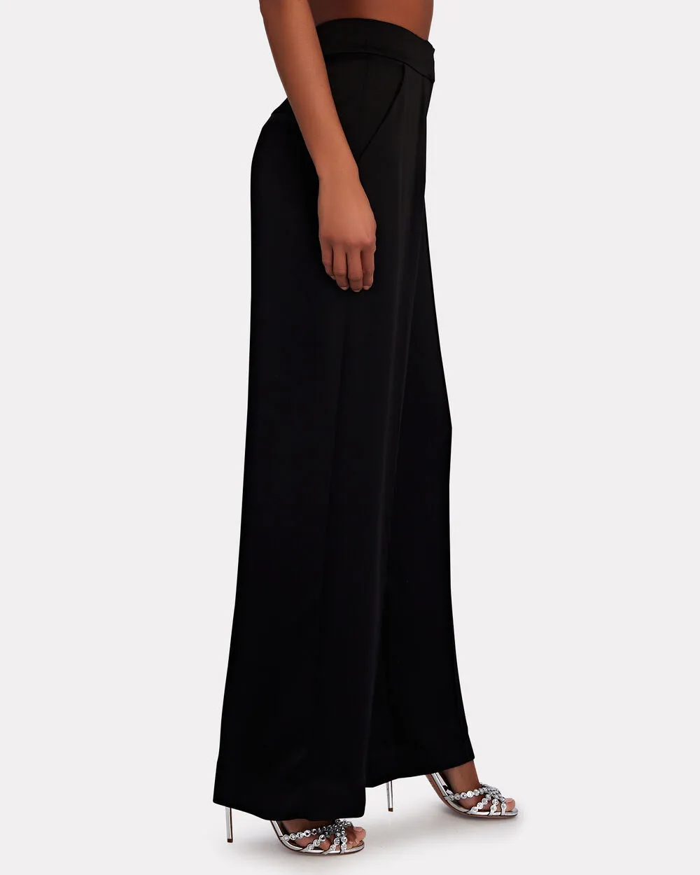 Kyra Satin-Crepe Wide-Leg Pants