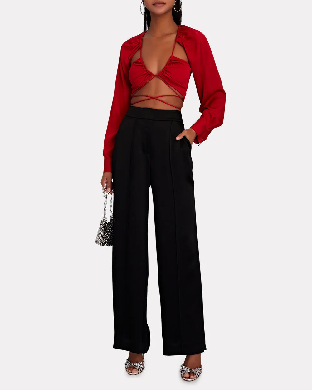 Kyra Satin-Crepe Wide-Leg Pants