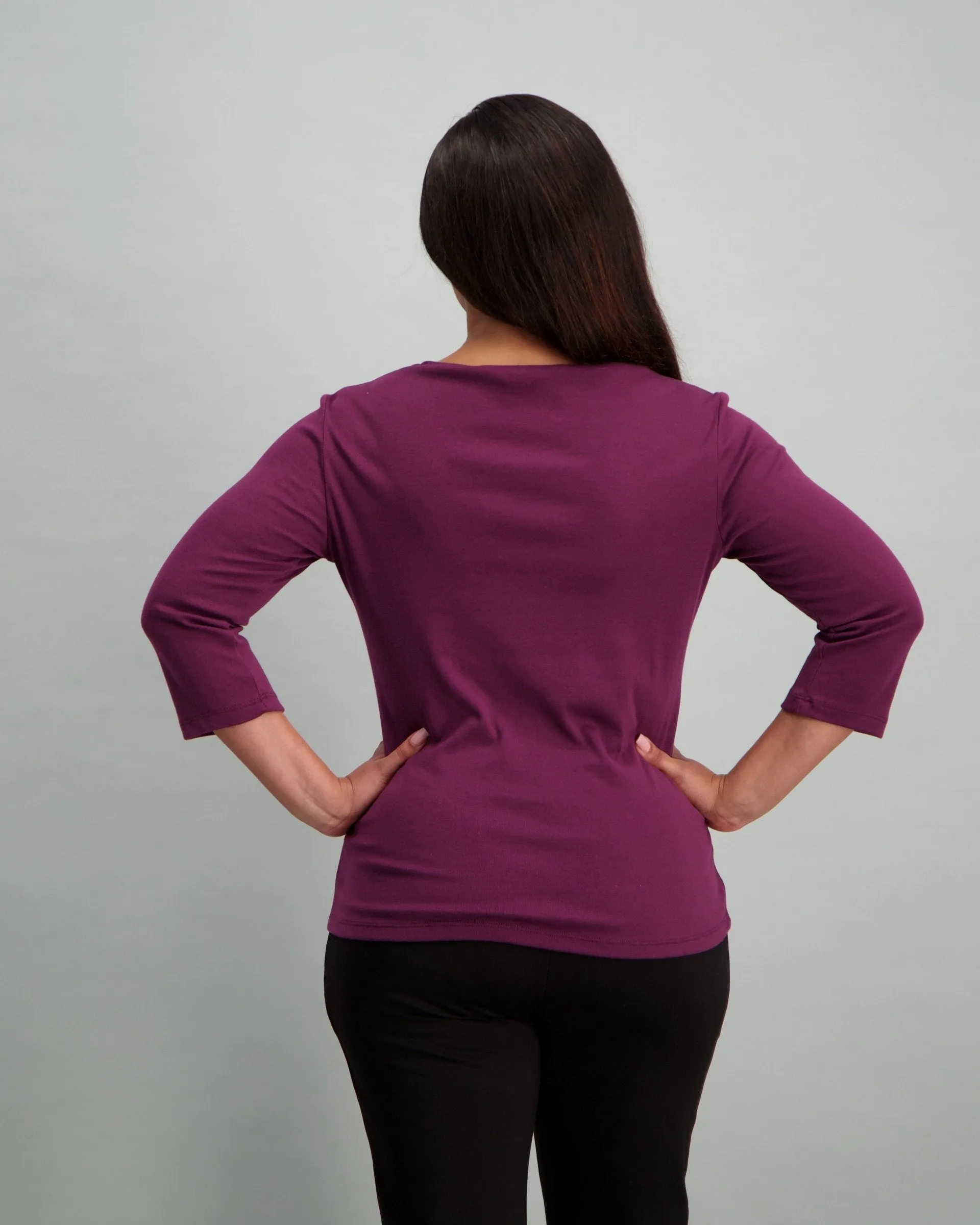 Ladies Lace Inset Top - Berry