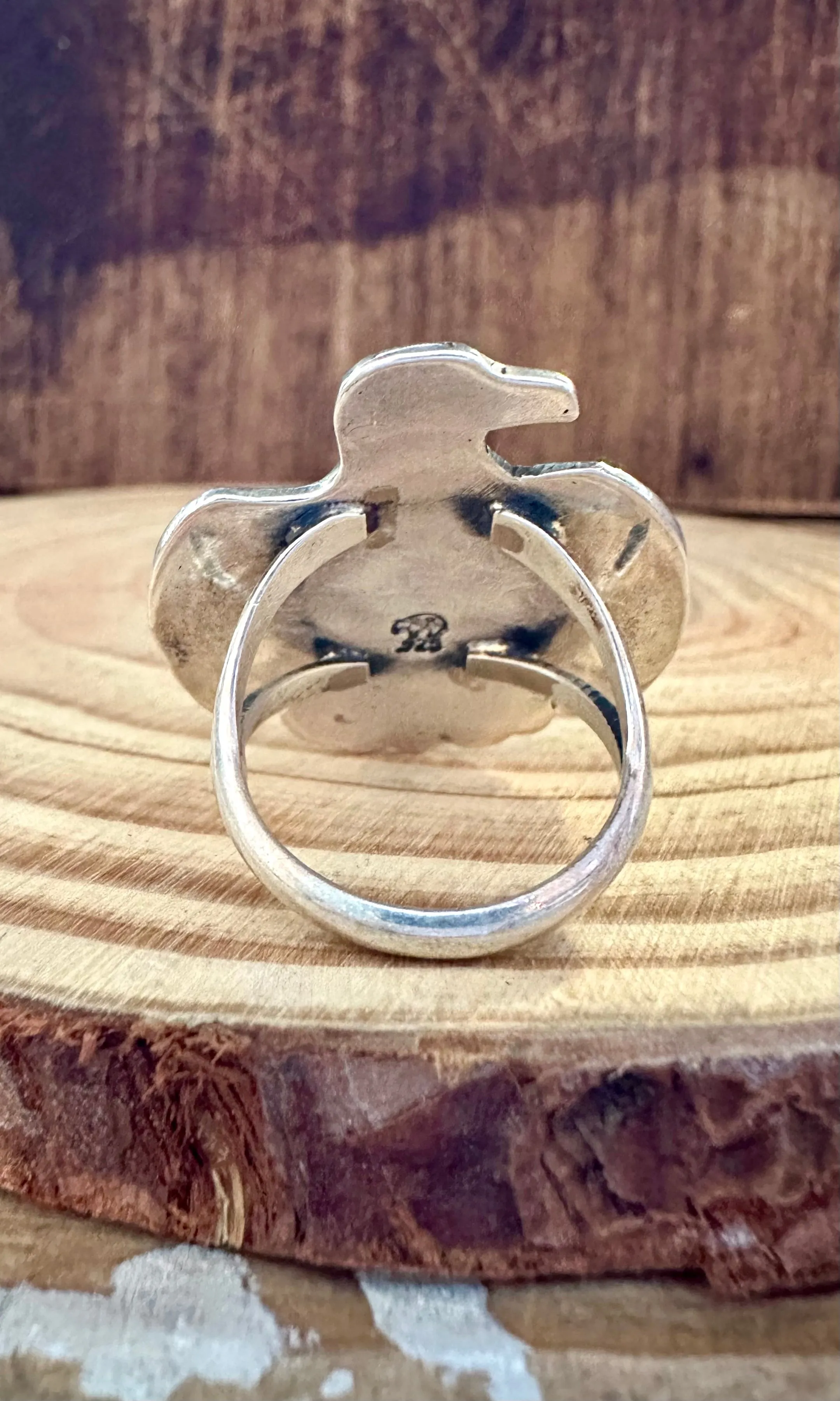 LARGE THUNDERBIRD Running Bear Navajo Turquoise and Sterling Silver Ring • Multiple Sizes