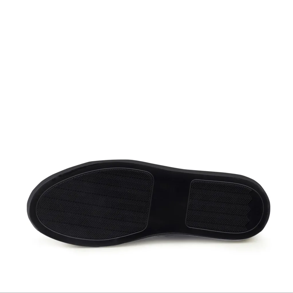Leather Trainer │ Black Painted Calf - Black Sole