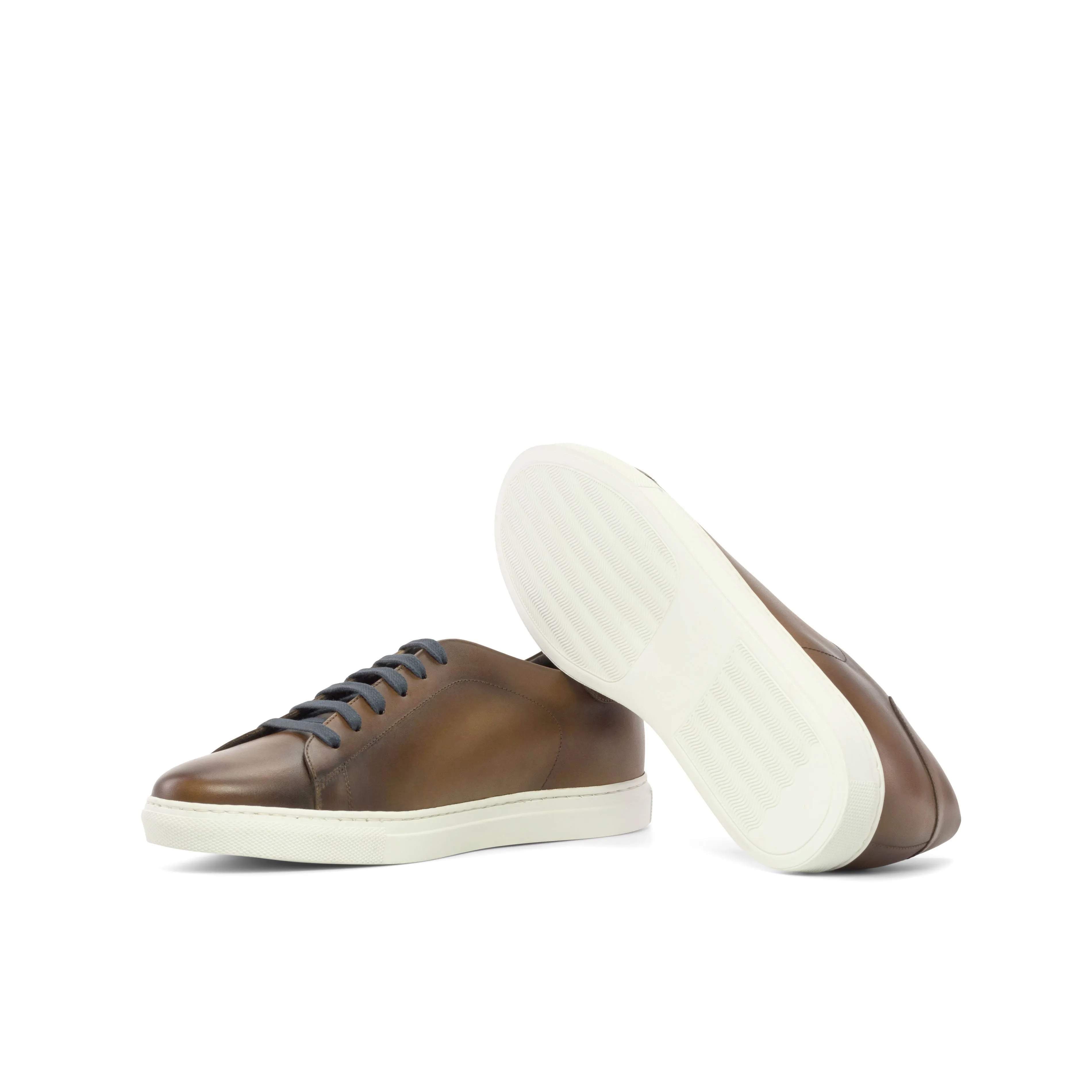 Leather Trainer │ Med Brown Painted Calf