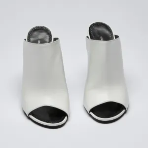 Louis Vuitton Black and White Peep Toe Block Heel Mules Size 36