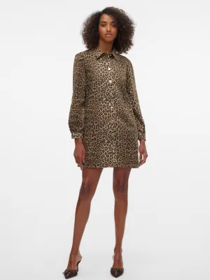Lucie Leopard Print Denim Shirt Dress