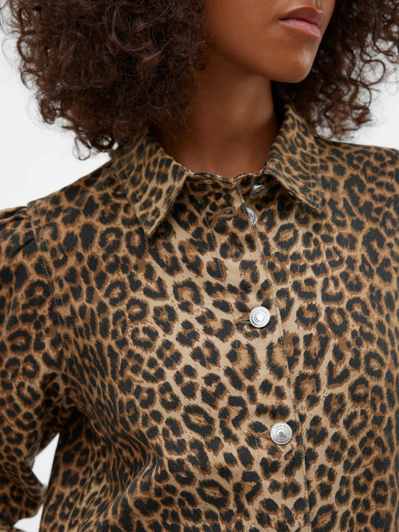 Lucie Leopard Print Denim Shirt Dress