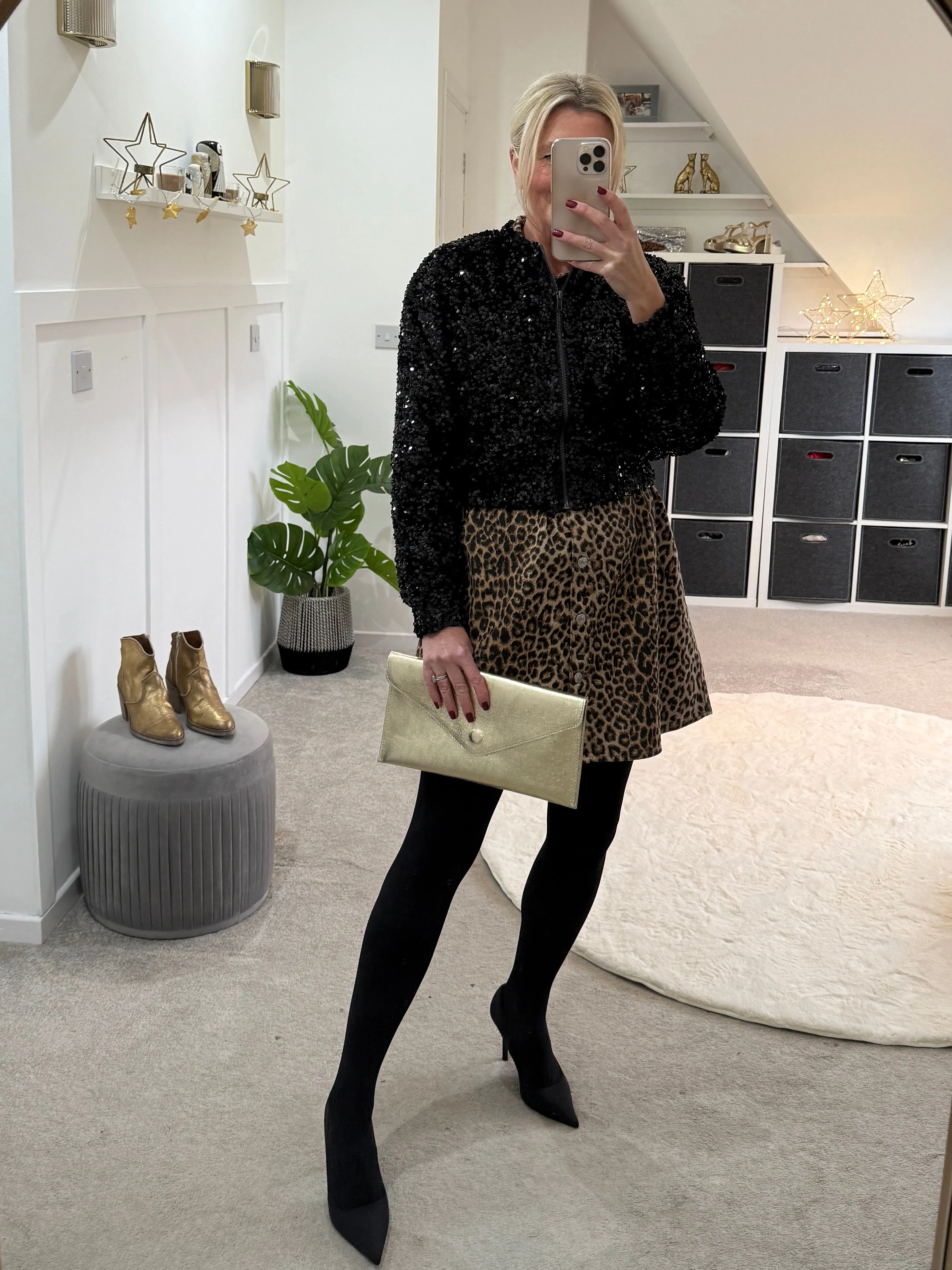Lucie Leopard Print Denim Shirt Dress