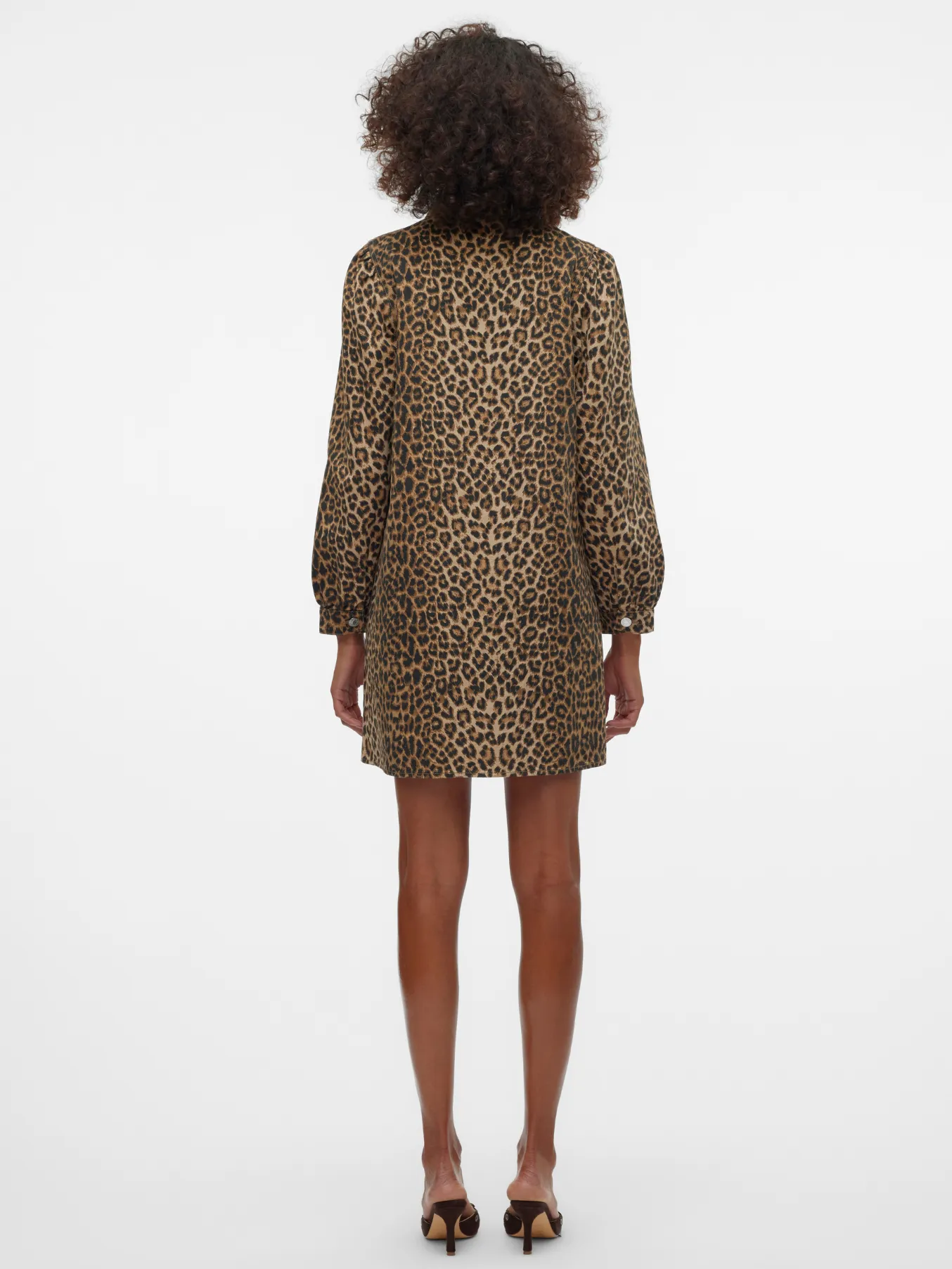 Lucie Leopard Print Denim Shirt Dress
