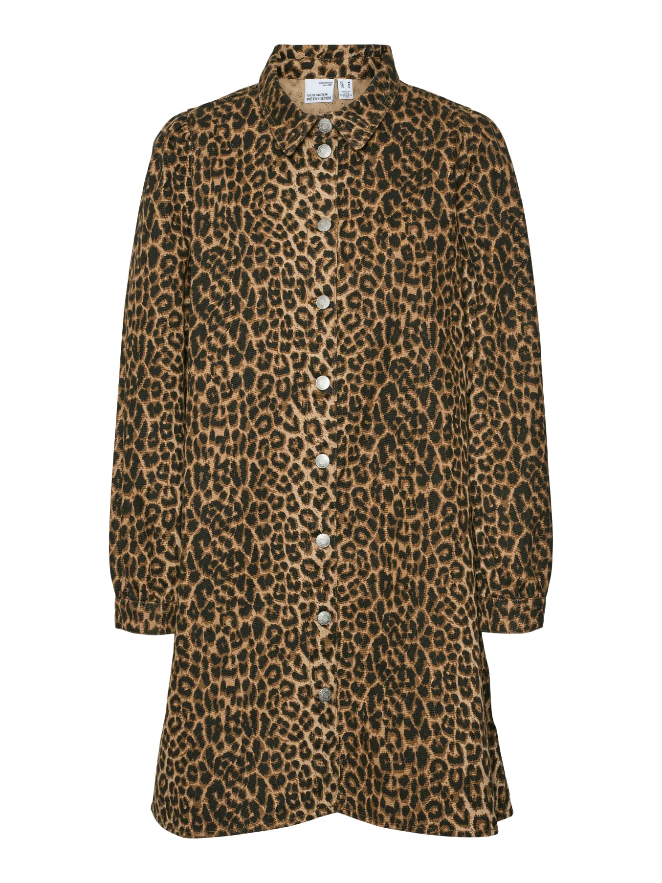 Lucie Leopard Print Denim Shirt Dress