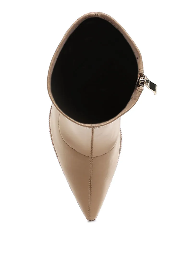 Lycra Rhinestone Detail Ankle Boots By RUW