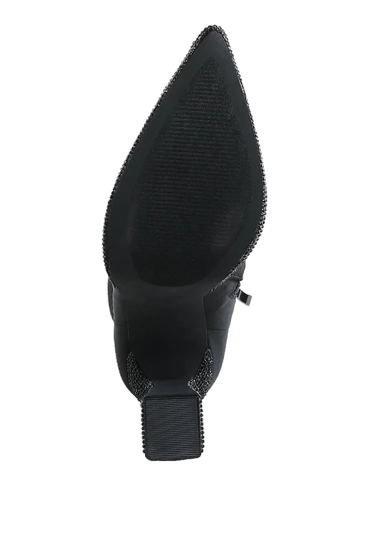 Lycra Rhinestone Detail Ankle Boots By RUW