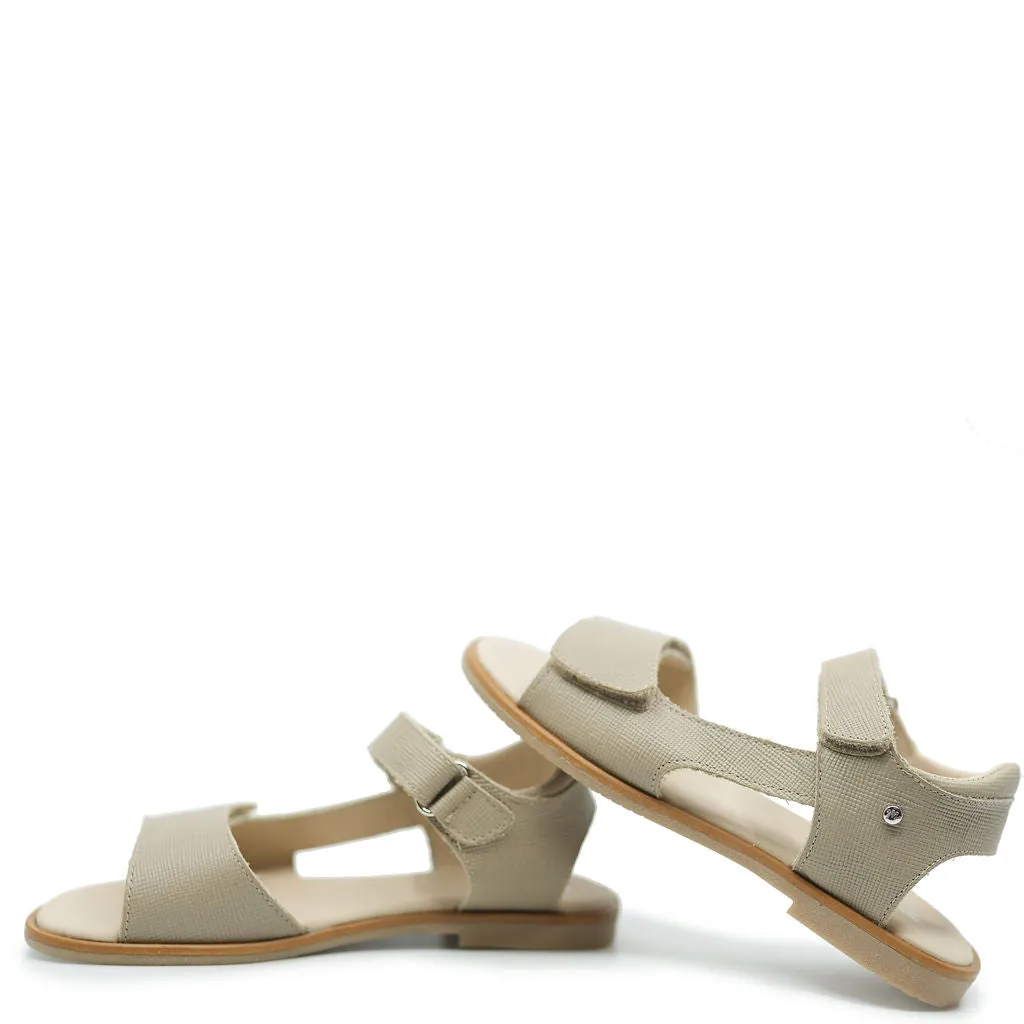 Manuela Taupe Textured Velcro Sandal