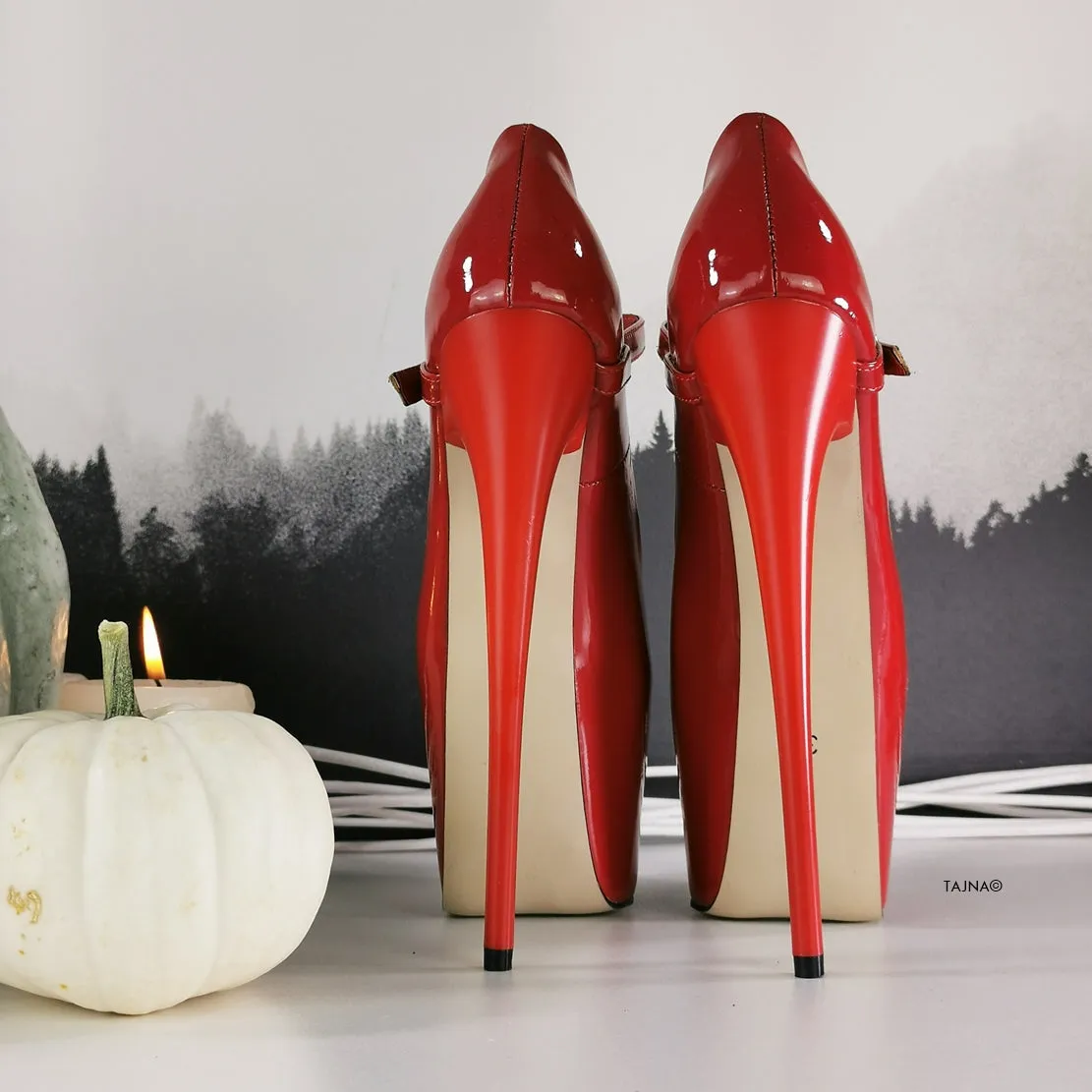 Mary Jane Red Gloss Pencil High Heels
