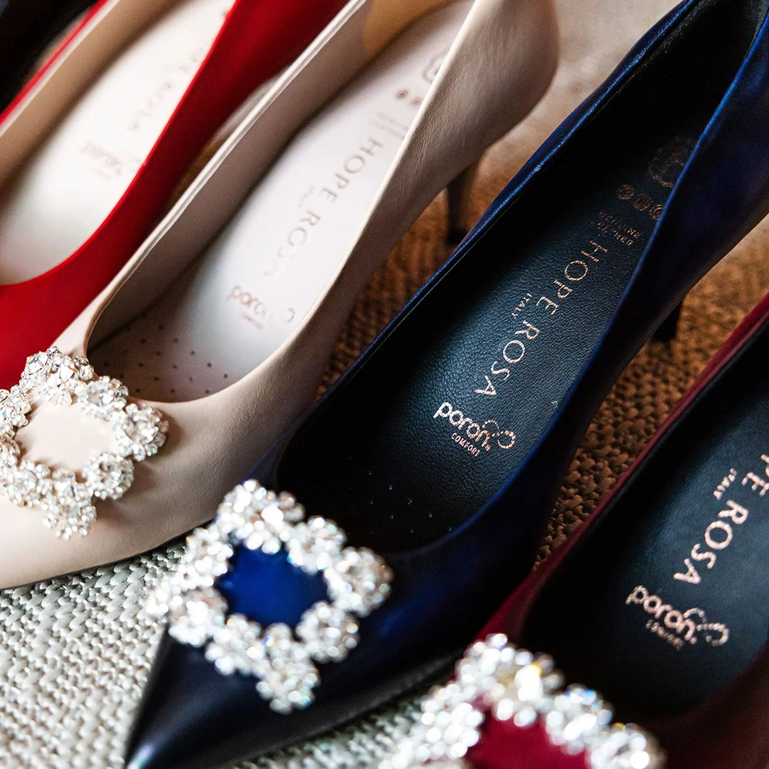 Marylyn Hand-Painted Blue Crystal Kitten Heel Pump