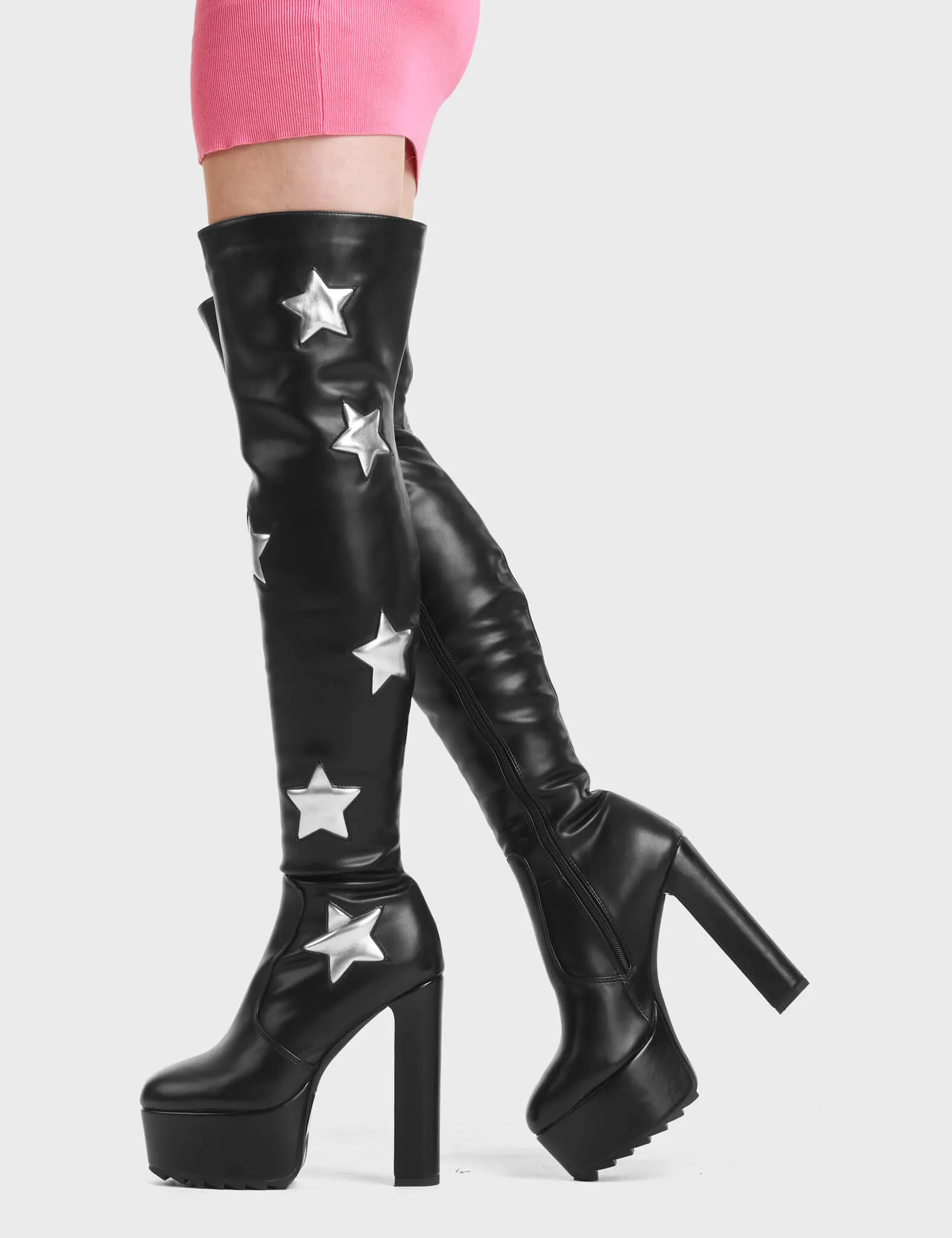 Nebula Platform Thigh High Boots