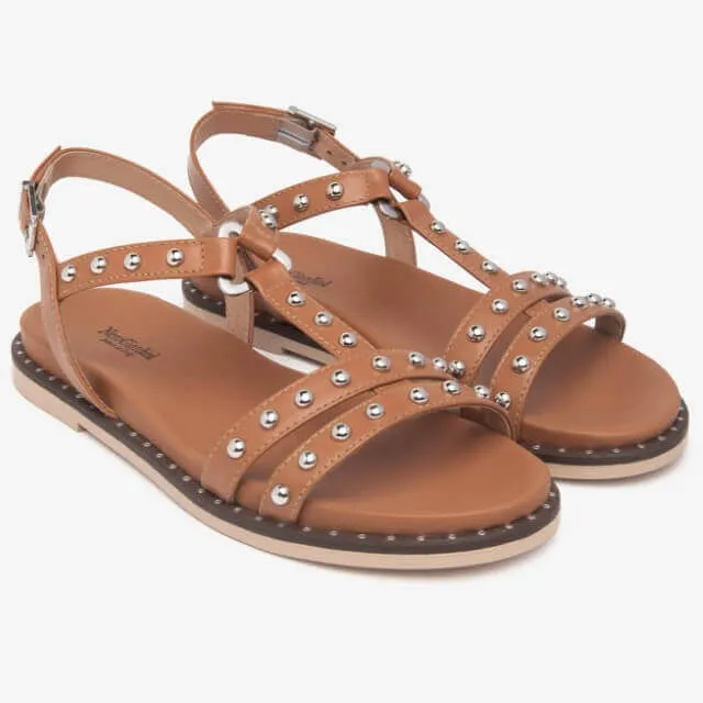 NeroGiardini Flat Leather Sandal E513480D-TAN