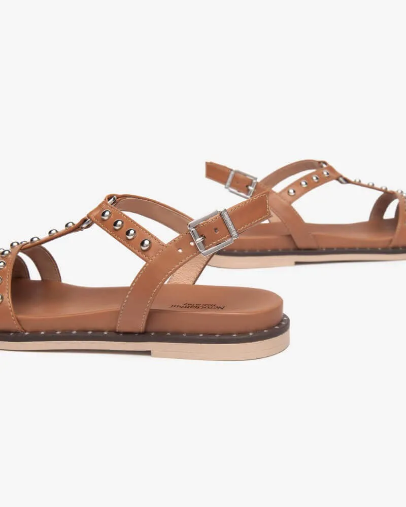 NeroGiardini Flat Leather Sandal E513480D-TAN