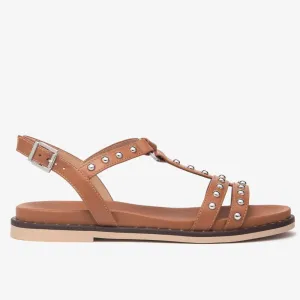 NeroGiardini Flat Leather Sandal E513480D-TAN