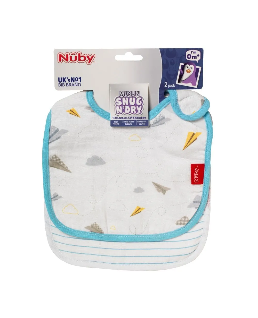 Nuby Muslin SNUG N' DRY Bibs 2 Pack
