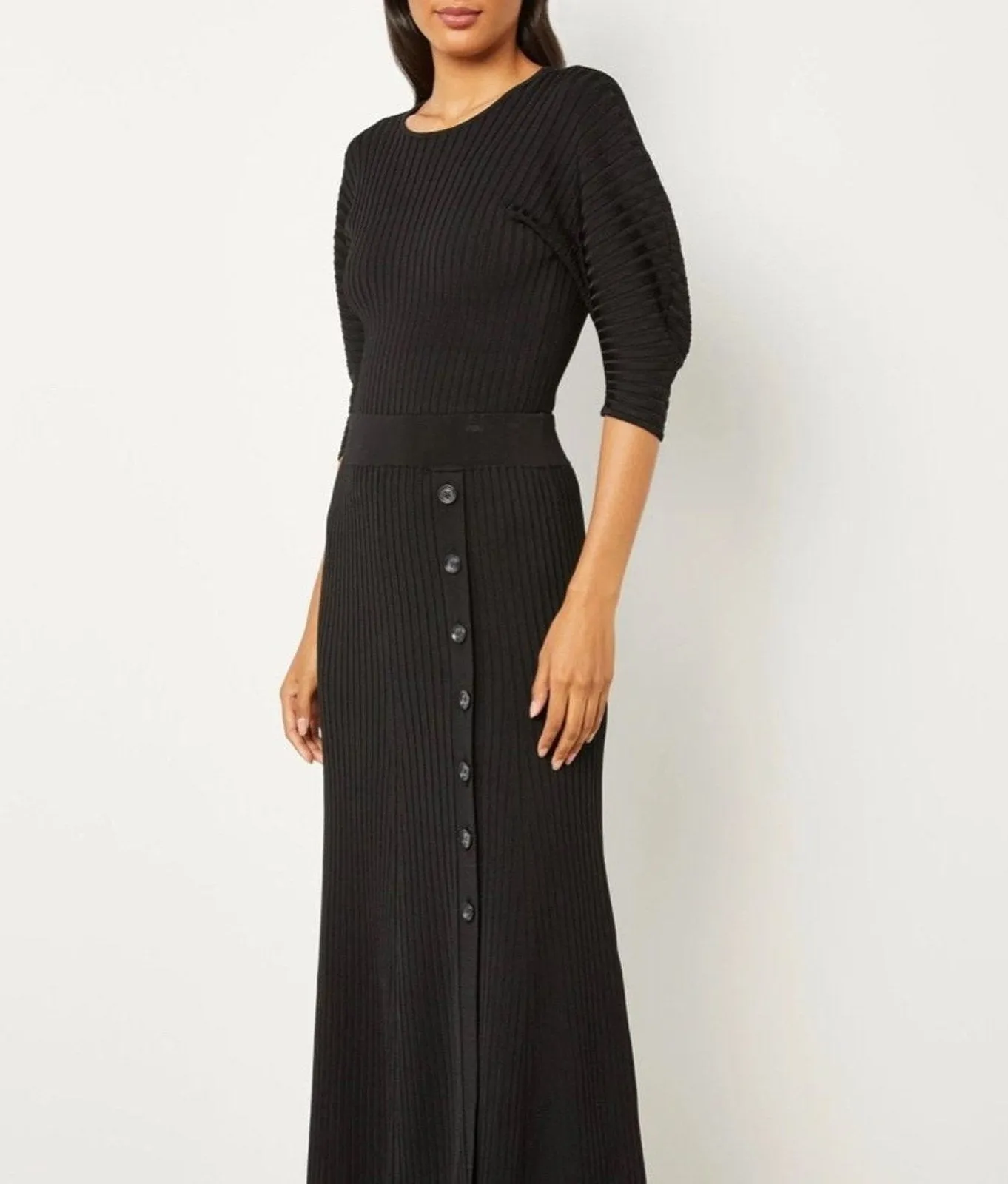 NWT BCBG Women's Jade Ribbed Knit Midi Skirt, Black, Size Small