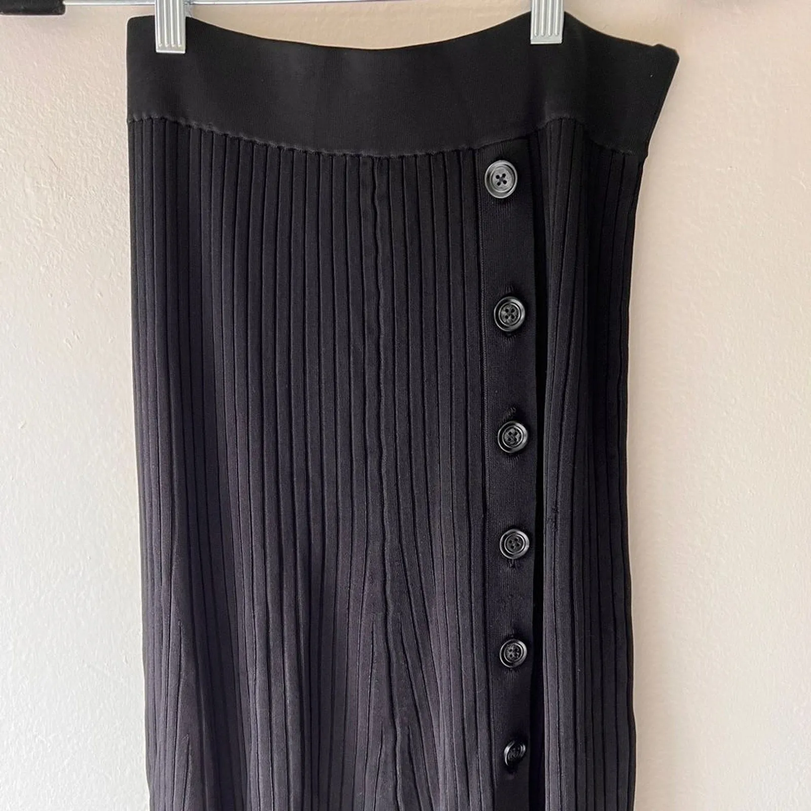 NWT BCBG Women's Jade Ribbed Knit Midi Skirt, Black, Size Small