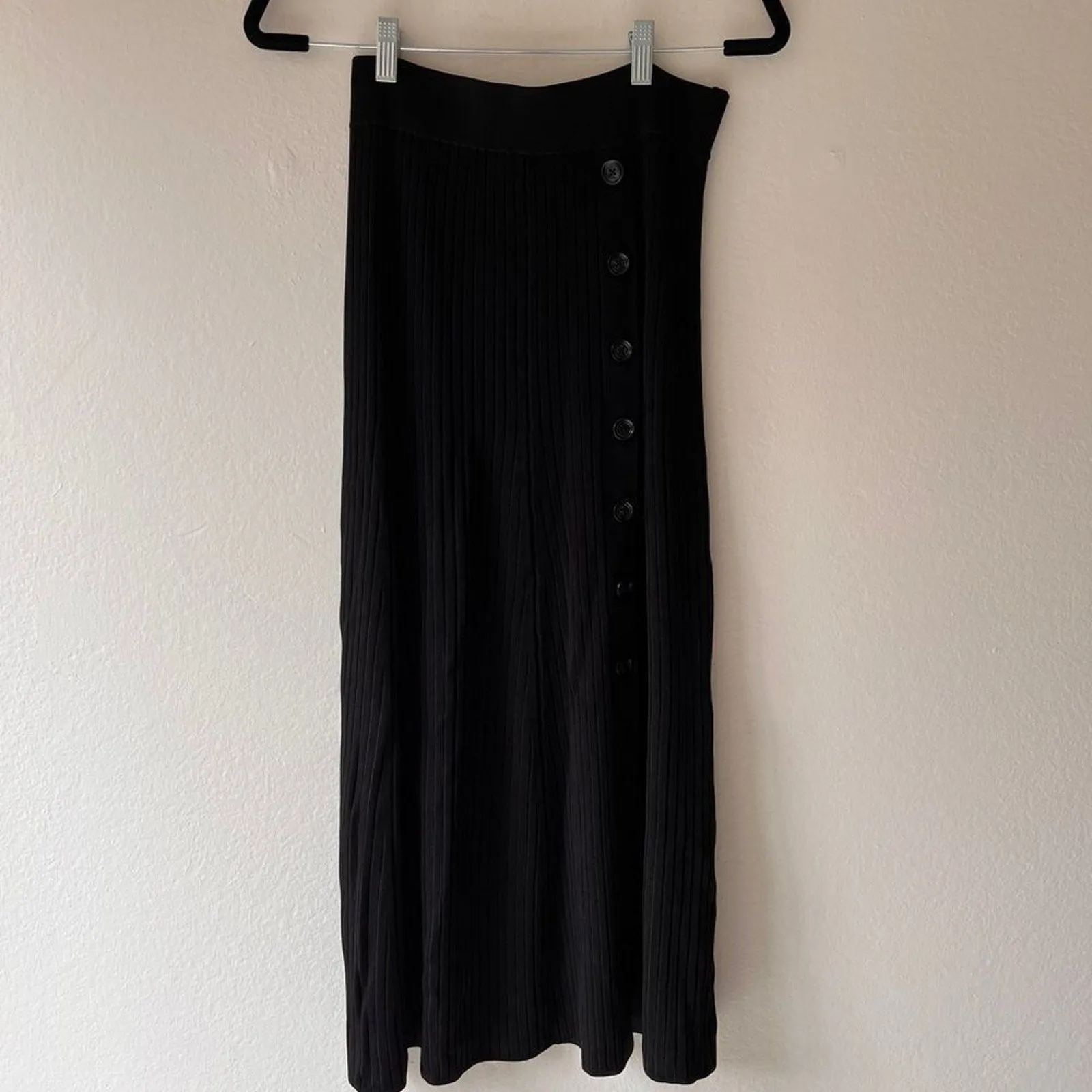 NWT BCBG Women's Jade Ribbed Knit Midi Skirt, Black, Size Small