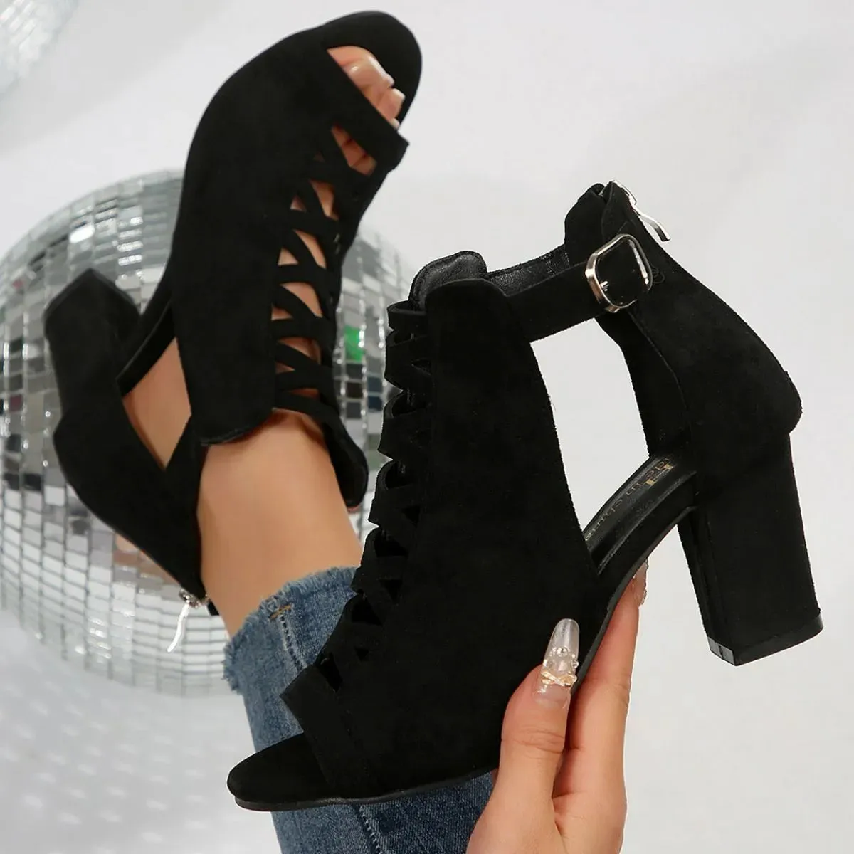 Peep Toe Block Heels Sandals